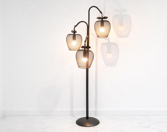 Apple Orchard Luxe Triple Mesh Floor Lamp – Artistic Industrial Elegance for Modern Interiors