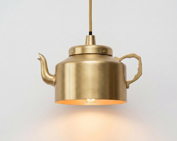 Golden Teapot Hanging Light - Quirky Kitchen Island Lighting