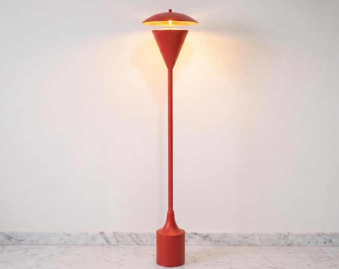 Floor Lamp in Modern Red , Scandinavian Cone Standing Lamp, Mid Century Contemporary Lighting for Living Room Bedroom Decor and Hallway