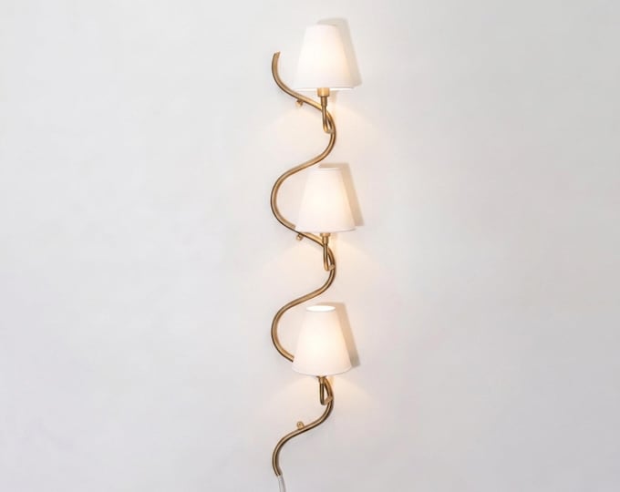 Antique Brass 3 Light Wall Sconce, Modern Wall Lamp, Brass Vanity Light, Bedroom Lighting, Living Room Sconce, Hallway Accent Light Décor