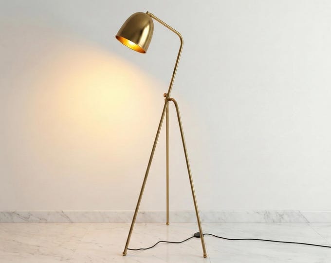 Luxury Gold Tripod Floor Lamp – Opulent Modern Glamour with Crystal Accents