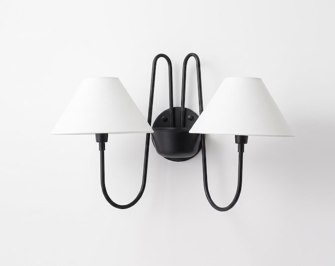 Wall Light Matte Black Contemporary Double Shade Sconce, Premium Modern Wall Fixture for Luxury Hallway, Bedroom & Living Room Ambience