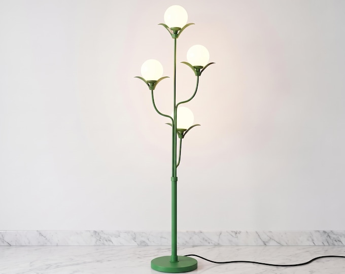 Green Floor Lamp,4 Light Floral Globe Floor Lamp, Modern Decorative Standing Lamp, Sculptural Accent Lighting Botanical Inspired Home Décor