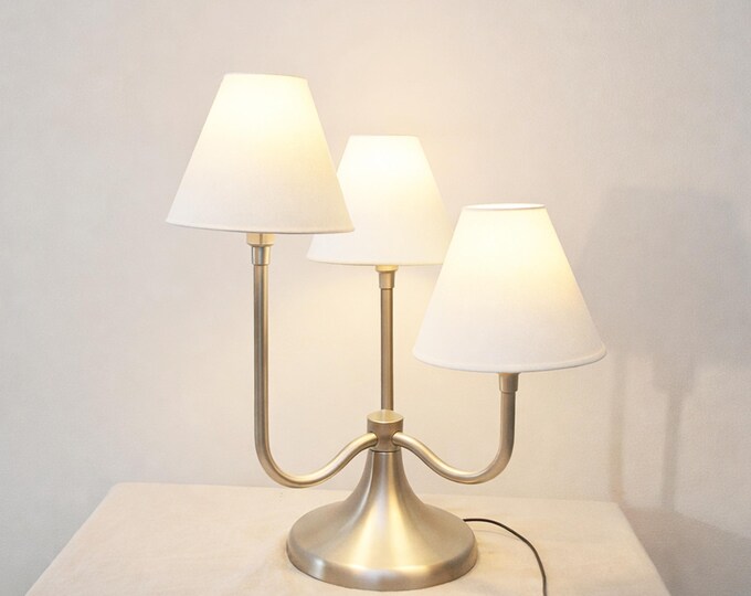 Silver Triple Shade Table Lamp - Modern Home Decor