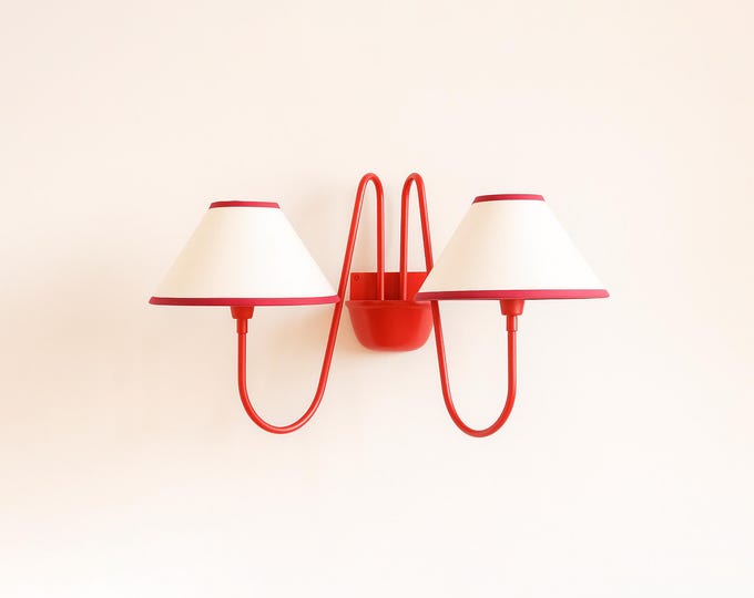 Elegant Red Wall Sconces: Unique Lined Shade Options