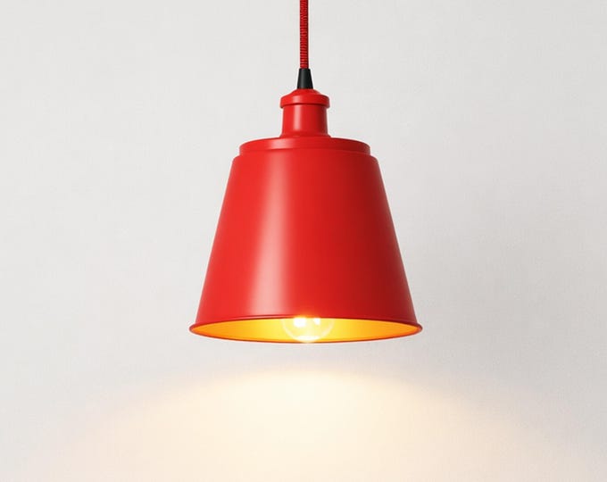 Red Aluminum Pendant Light: Modern Indoor Hanging Lamp