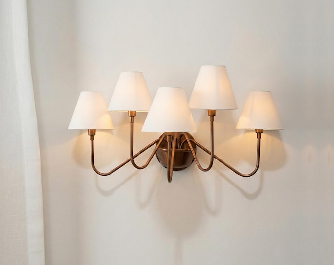 Brown Antique Wall Sconce with 5 Lights