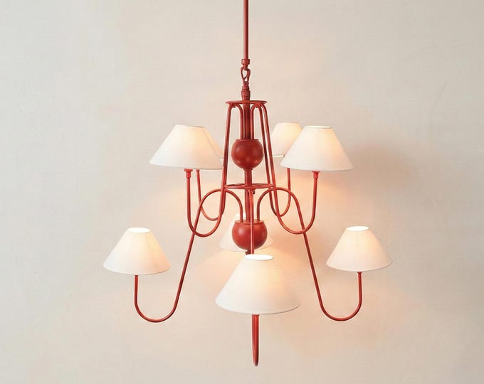 Red Chandelier: Opulent Scarlet Elegance