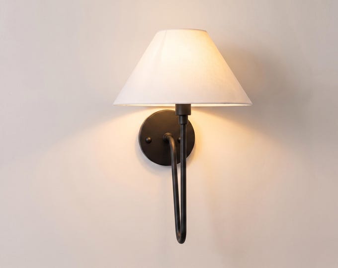 Wall Light Matte Black Fabric Shade Wall Sconce, Scandinavian Modern Bedroom Lamp, Elegant Bedside Lighting Fixture