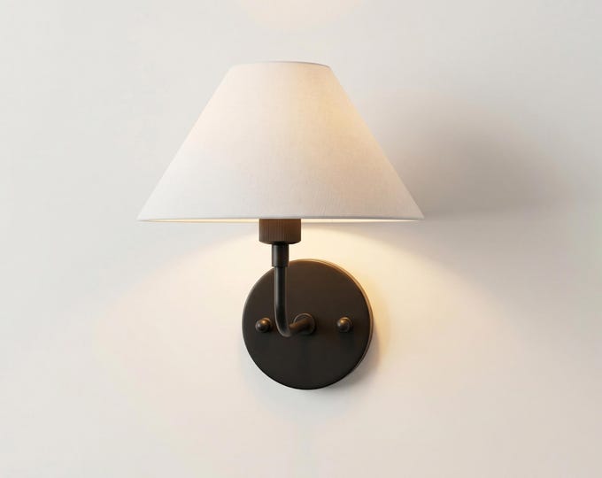 Wall Light Matte Black Modern Fabric Shade Wall Sconce, Luxury Scandinavian Bedroom Bedside Lighting Fixture