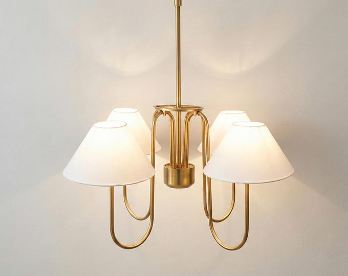 Elegant Arched Gold 4-Light Chandelier