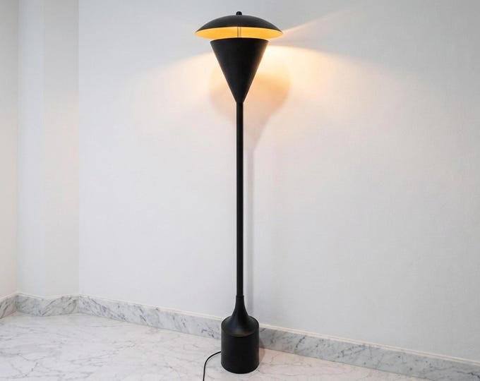 Floor Lamp in Modern Matte Black Color , Scandinavian Cone Standing Lamp, Mid Century Modern Lighting for Living Room,Bedroom & Office Decor