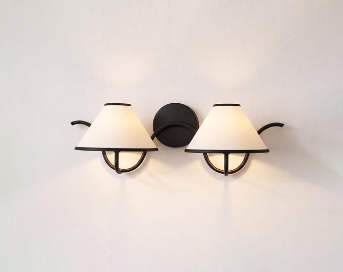 Wall Light Black Trim Twin Shade Sconce, High End Modern Wall Fixture, Scandinavian Designer Interior Lighting