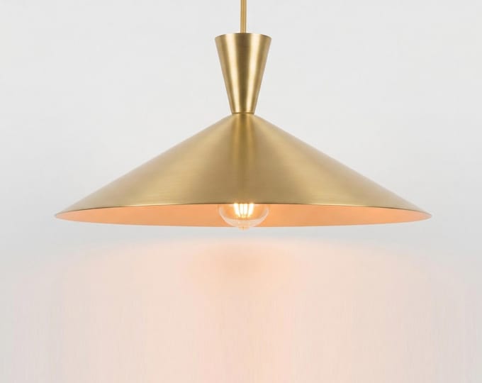 Golden Aluminum Pendant Light: Handmade Accent Lamp with Plug-In Cord