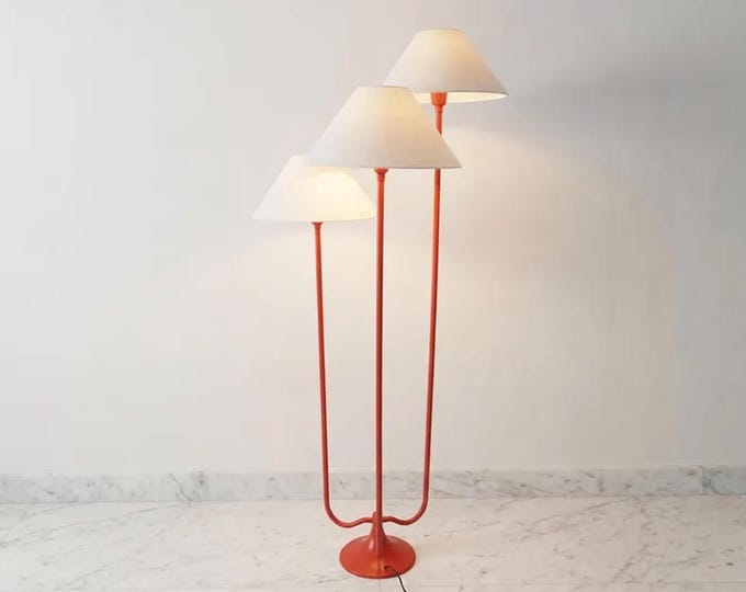 Floor Lamp in Red Color Contemporary Standing Lamp with Soft Fabric Shades for Bedroom Office Sofa Side Modern Home Lighting Decor