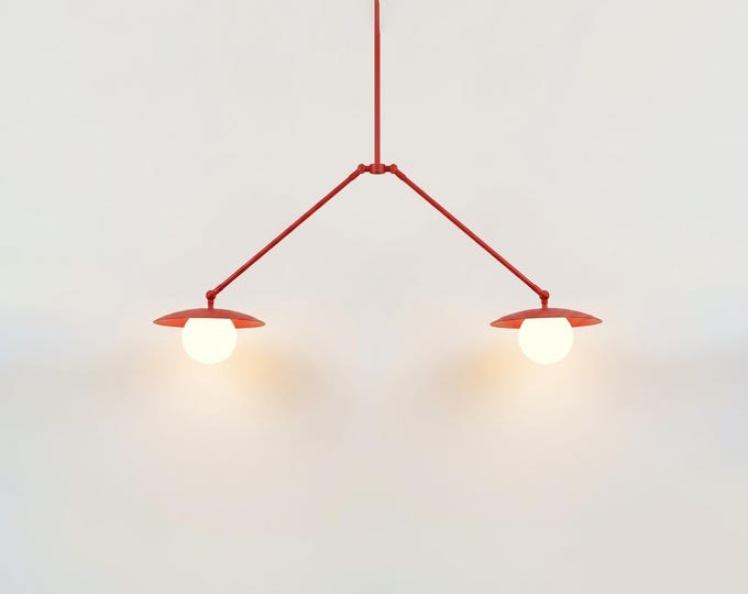 Chandelier Light – Contemporary Matte Red Double Arm Chandelier Light | Stylish Modern Ceiling Fixture for Creative and Modern Interiors