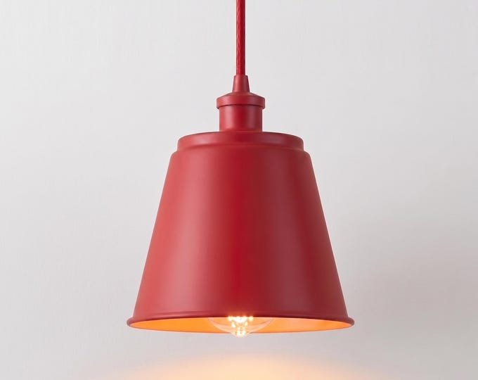 Hanging Light – Contemporary Matte Red Hanging Light | Stylish Modern Ceiling Lamp for Café, Dining Room and Creative Interiors
