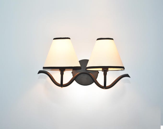 wall lamp with shade wall light double shade wall lamp long armed wall lamp royere style sconce vintage double sconce lighting