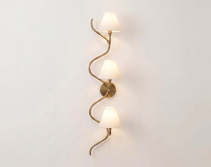 Antique Brass Wall Sconce Elegant Antique brass Twisted Triple Lamp Wall Sconce, Luxury Decorative Lighting for Bedroom & Hallway Lights