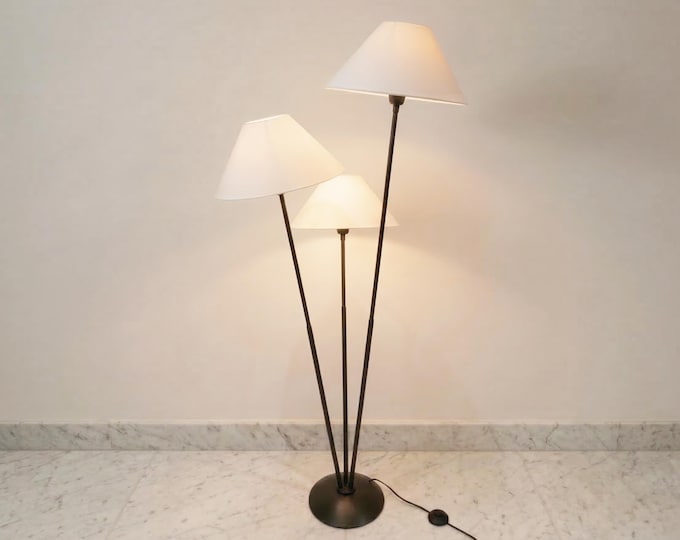 Matte Black Floor Lamp: Three Shade Design, 59" Tall