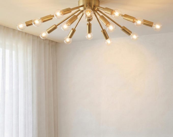 Starburst Brass 12-Light Sputnik Chandelier – Opulent Modern Glow
