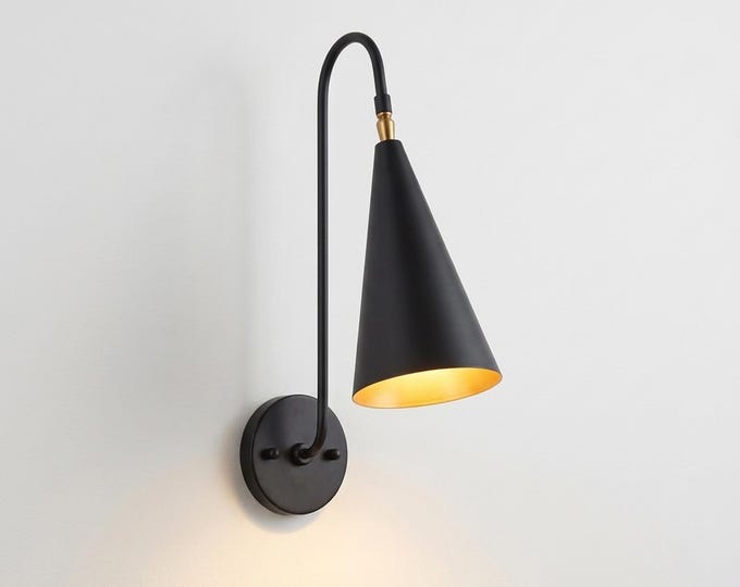 Handcrafted Mid Century Modern Black Wall Lamp - Sconce Lighting