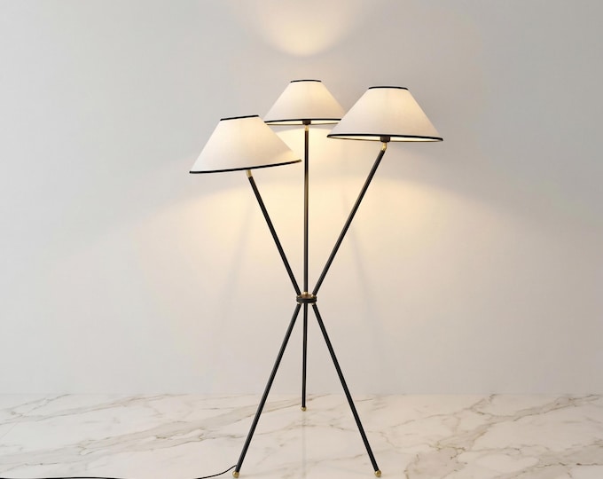Matte Black Floor Lamp: Modern Steel 3-Shade Design