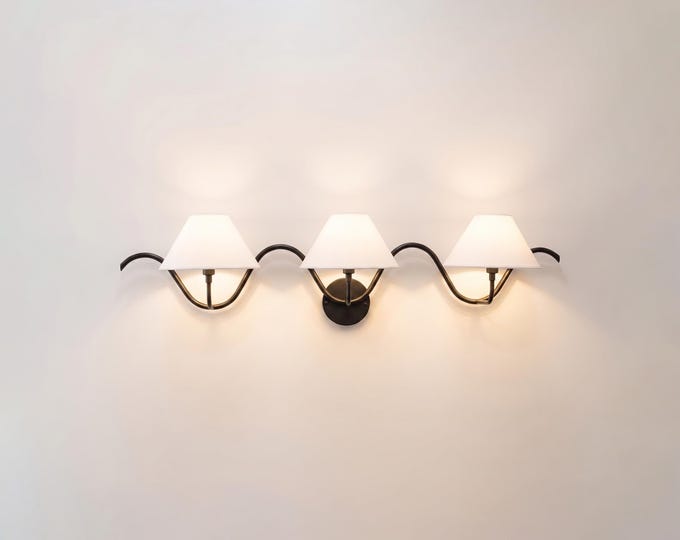 Wall Light – Modern Matte Black Triple Shade Wave Wall Sconce, Luxury Contemporary Bedroom & Living Room Designer Lighting Fixture