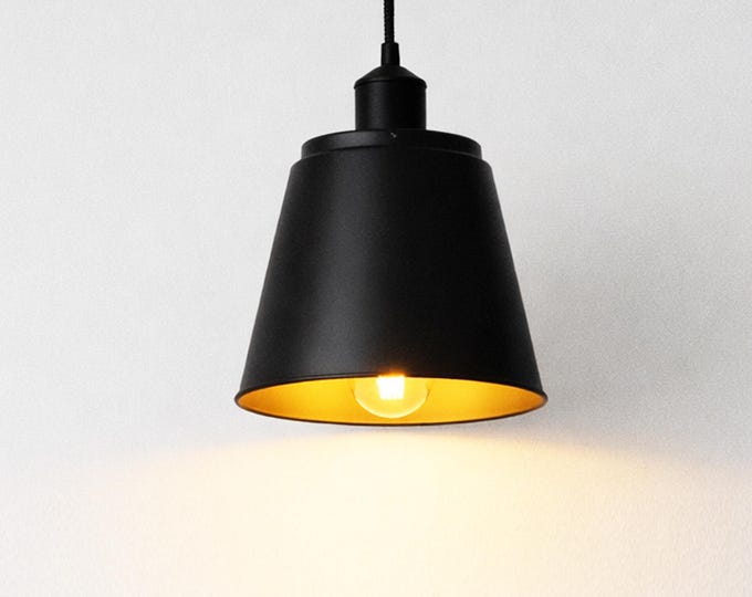 Matte Black Modern Pendant Light: Aluminum & Steel Hanging Light