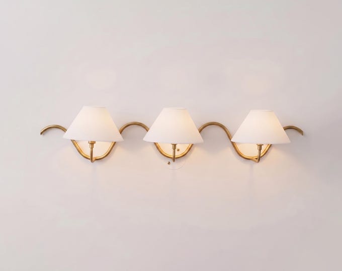Wall Light – Premium Brass Gold Triple Shade Wall Sconce, Luxury Contemporary Designer Lighting for Hallway & Bedroom