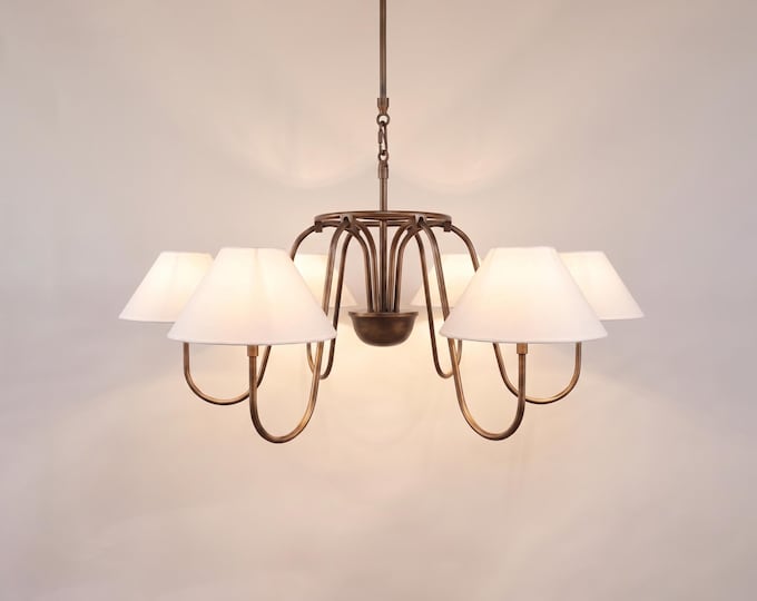 Chandelier Light – Antique brass 6 Light Chandelier | Elegant Contemporary Hanging Fixture for Dining Room Decor