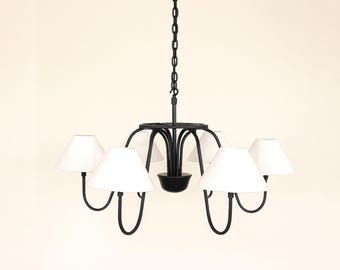 Handcrafted black unique six bulb chandelier statement lighting fixture Gothic Stilnovo Chandelier with  Ceiling Light Fixture