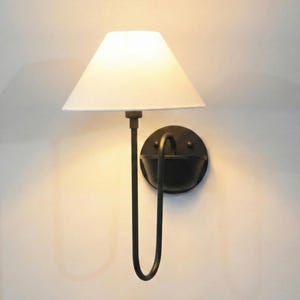 Matte Black Wall Sconce, Modern Wall Lamp, White Shade Light, Minimalist Sconce, Contemporary Lighting, Bedroom & Living Room Decor design