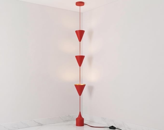 Red Floor Lamp, Modern Sculptural Corner Floor Lamp, Mid Century Modern Minimalist Cone Shade Standing Lamp for Living Room Bedroom  lamp.