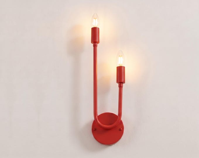 Red Muse Double Candle Sconce – Contemporary Accent Lighting