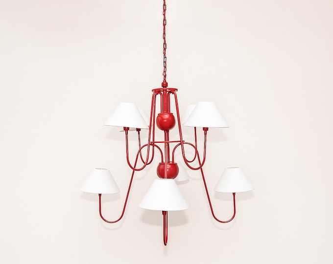 Red Chandelier: Opulent Scarlet Elegance