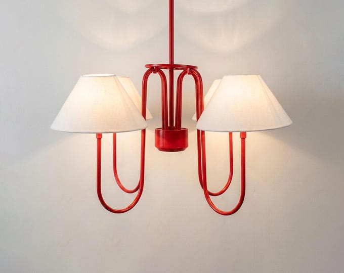 Modern Red Double Shade Pendant Light
