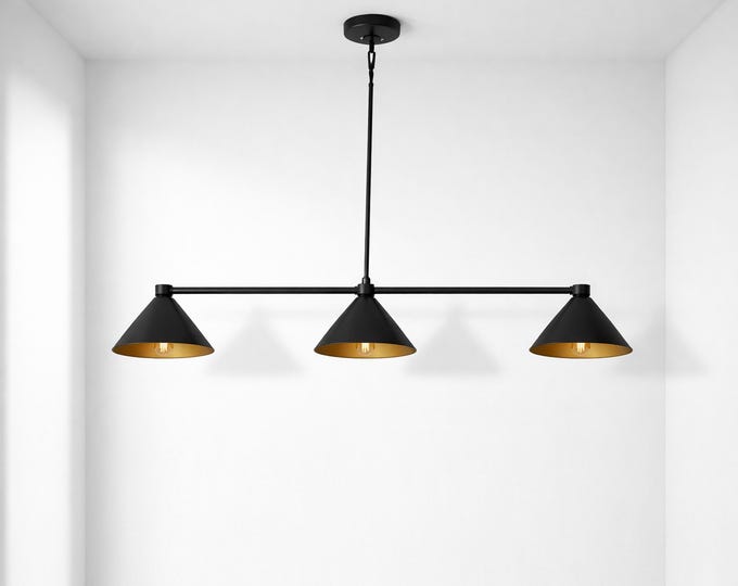 Luxury Matte Black Triple Cone Pendant Chandelier – Modern Industrial Kitchen Island Light Fixture