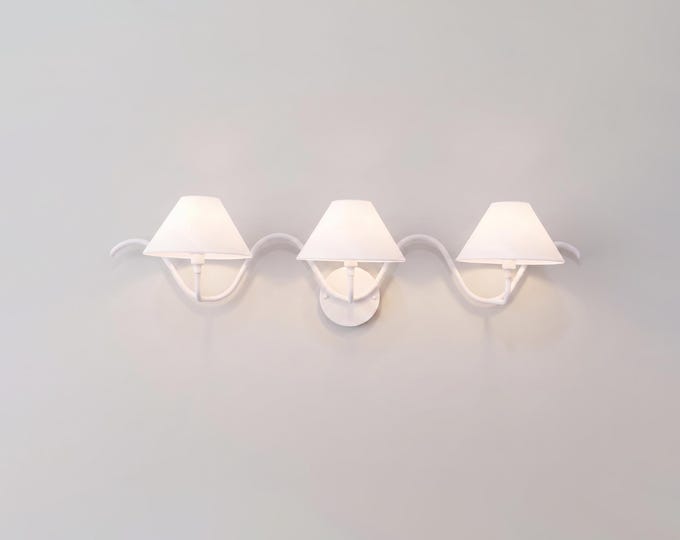 Wall Light – Minimalist White Three Light Wall Sconce, Modern Curved Designer Fixture for Luxury Contemporary Interiors