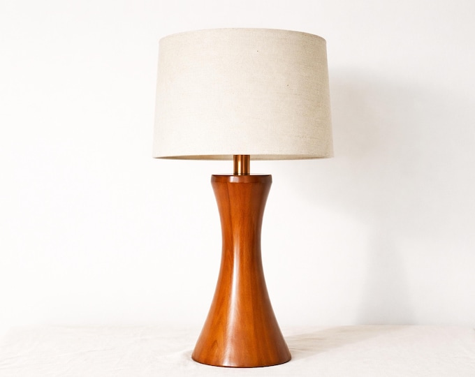 Handmade Wood Table Lamp: Mid-Century Modern Bedside Light