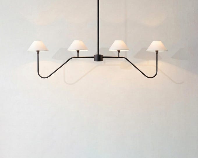 Chandelier Light – Contemporary Matte Black 4 Light Chandelier | Minimal Modern Ceiling Lamp for Dining Room and Home Decor