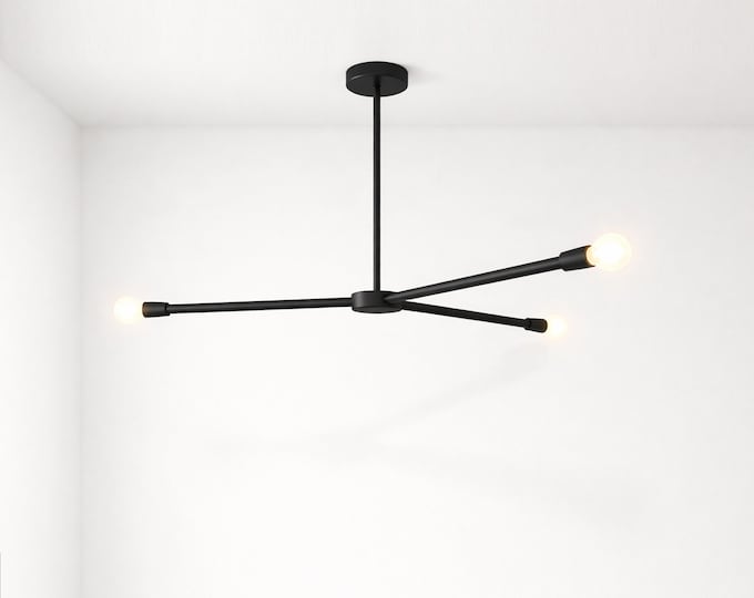 Chandelier light-Modern Matte Black Linear Sputnik  for Living Room, Dining Room, Bedroom, Office, Hotel Lobby & Contemporary Ceiling Decor