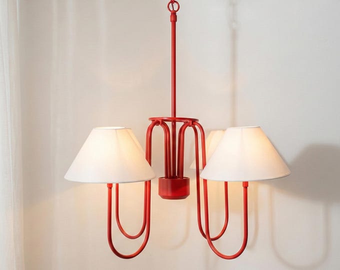 Modern Red Double Shade Pendant Light