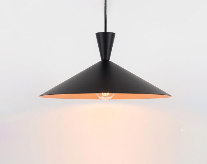 Hanging Light – Modern Matte Black Cone Hanging Light | Minimal Scandinavian Ceiling Light for Dining Room, Kitchen and Café Decor