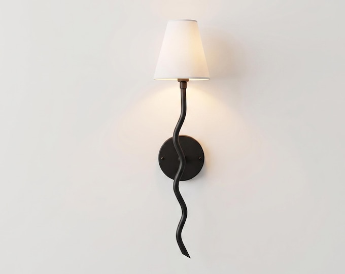 Wall Light Matte Black Modern Wavy Wall Sconce, Luxury Minimalist Bedroom Bedside Lamp, Scandinavian Lighting Fixture