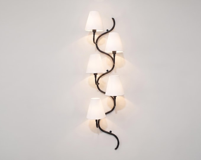 Matte Black Wall Sconce, 5 Light Wall Lamp, Modern Curved Lighting Fixture, Black Bedroom Sconce, Living Room Light, Dining Room Décor Light