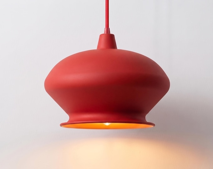 Hanging Light – Modern Matte Red Designer Hanging Light | Artistic Ceiling Lamp for Kitchen, Café and Contemporary Home Decor