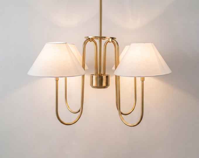 Elegant Arched Gold 4-Light Chandelier