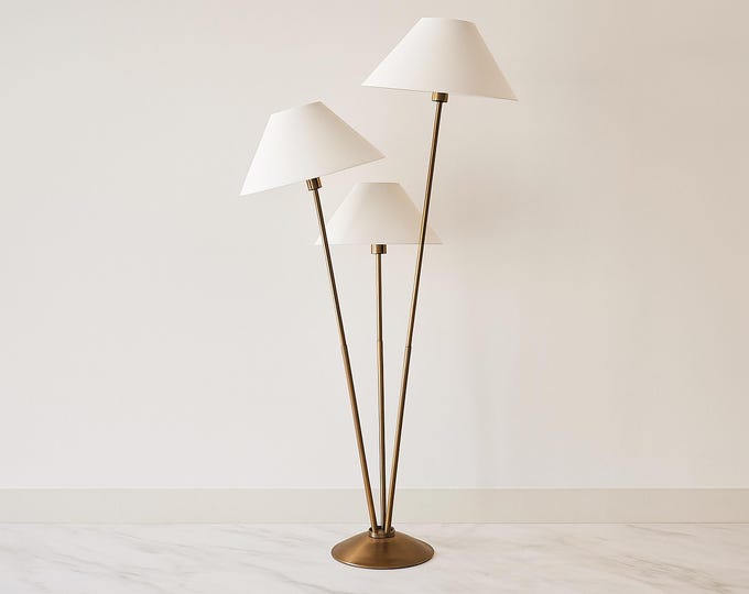 Enchanting Glow: The Brown Triple Shade Floor Lamp