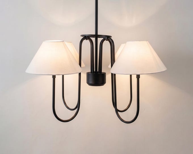Matte Black Sculptural Wall Sconce – 4-Light Accent Lamp with Fabric Shades